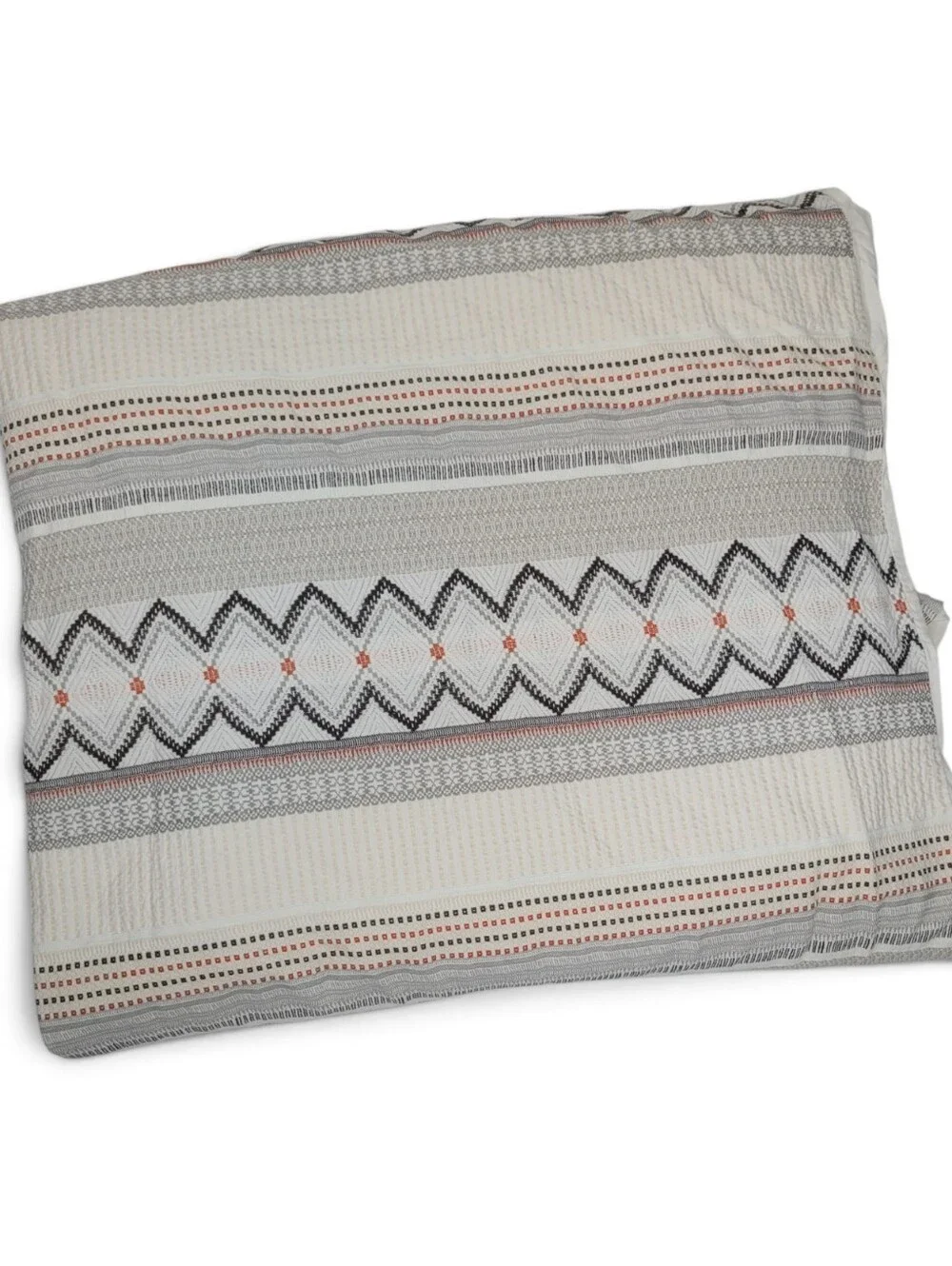 West Elm Nordic Stripe Organic Cotton Duvet Cover Full/Queen Cream Boho
